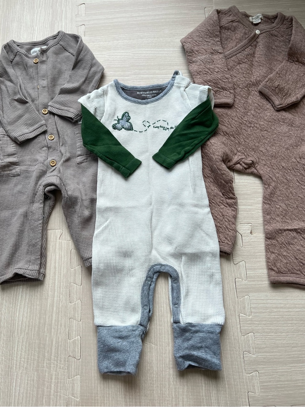Baby boy organic cotton one piece cozy fall/winter jumpsuits size 3-6 months